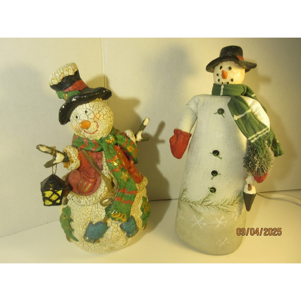Christmas Snowman Figurines Decoration Holiday Decor Harrow's Set of 2